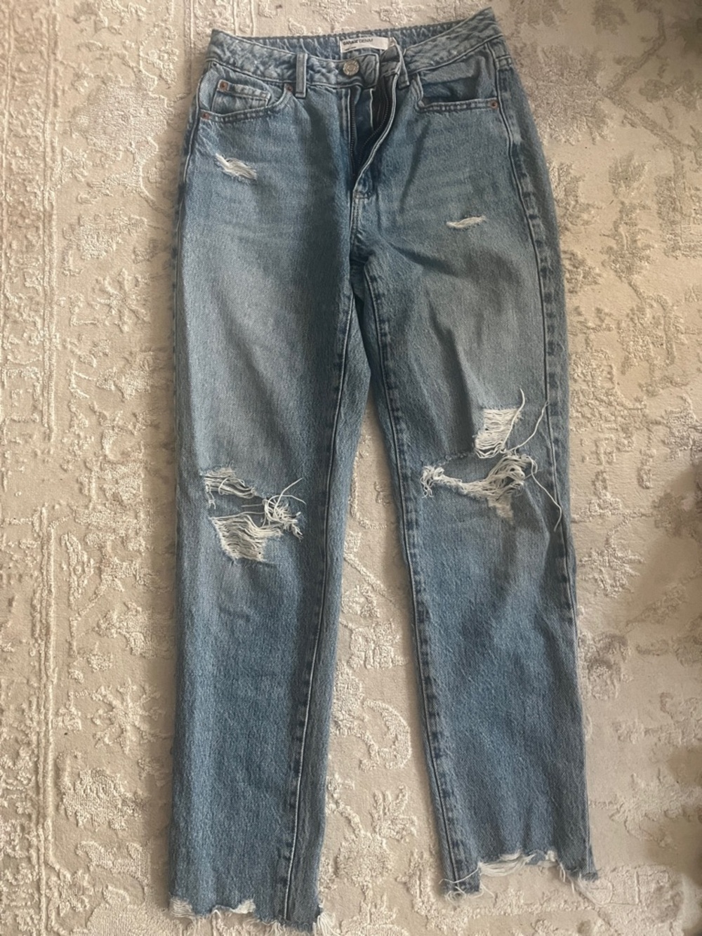 Garage High Rise Distressed Light Blue Jeans